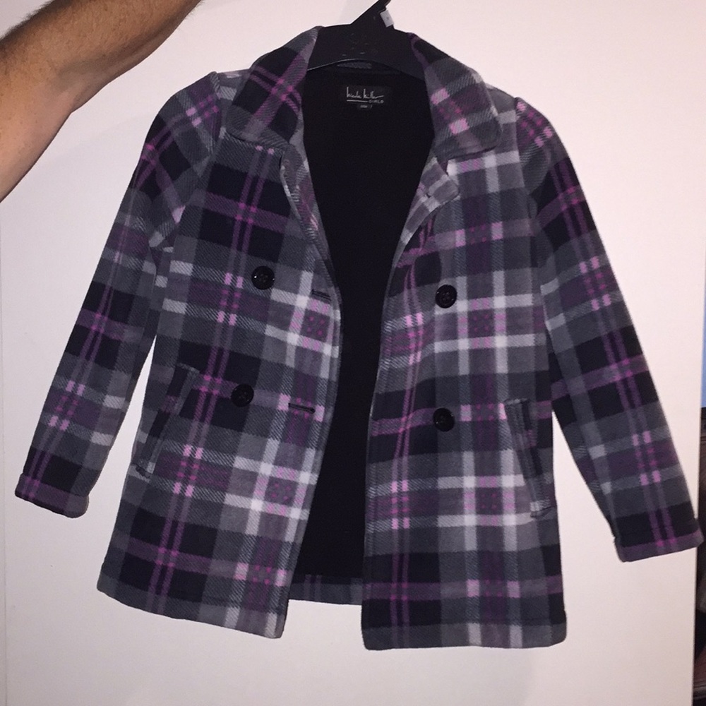 Girls fall coat plaid fleece size 7/8